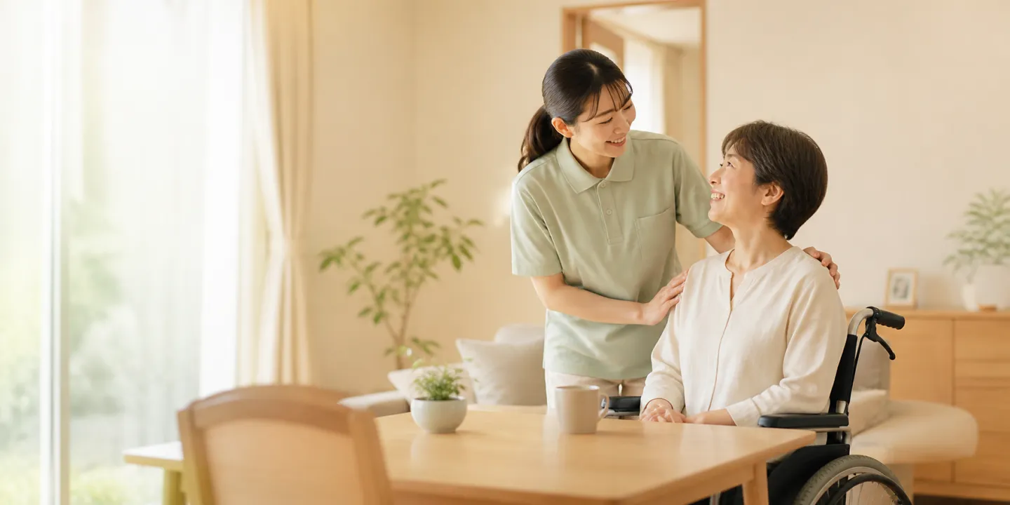 ご自宅でご利用者様に寄り添う介護スタッフ